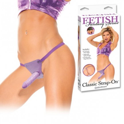 Фиолетовый страпон на трусиках Classic Strap-on