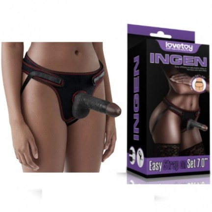 Страпон черный Easy Strapon Set 18 см