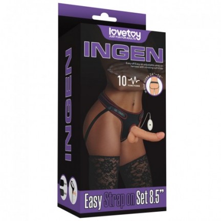 Страпон телесный с вибрацией Ingen Easy Strapon Set 22 см