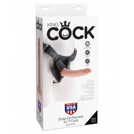 Страпон на виниловых трусиках King Cock Strap-on Harness w/ 7" Cock