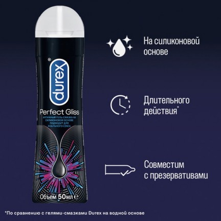 Силиконовая гель-смазка для интимного применения Durex Perfect Gliss, 50 мл