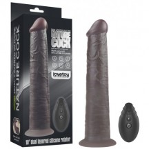 Вибратор-мулат с ротацией Dual Layered Silicone Rotator Black 25 см