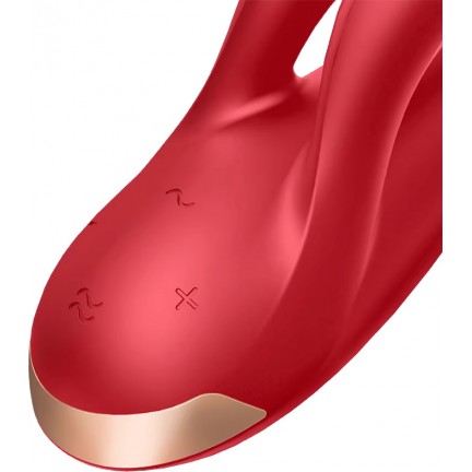Смарт-вибратор с клиторальным стимулятором Satisfyer Double Flex красный