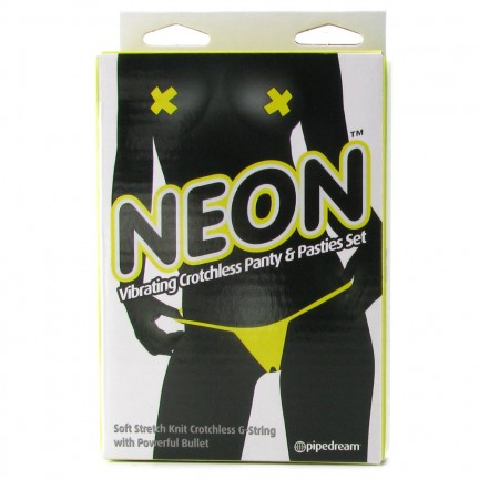 Трусики с вырезом с вибропулей и пэстисы Neon Yellow