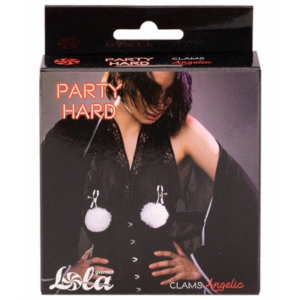 Зажимы на соски с белым мехом Party Hard Angelic White Зажимы на соски с белым мехом Party Hard Angelic White